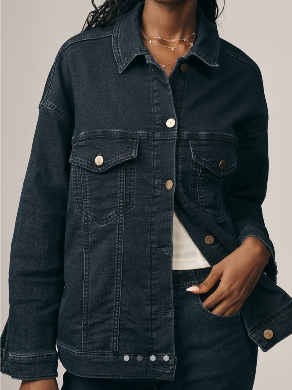 Anthropologie The Weston Denim Knit Boyfriend Jacket by Pilcro - Picture 3 of 7